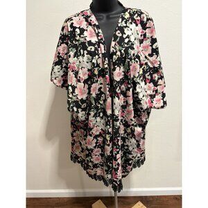 Apt 9 Kimono Top Womens One Size Fits Most Floral Print Lace Accent